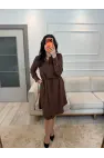 Kruvaze Gömlek Yaka Elbise