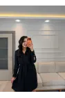 Kruvaze Gömlek Yaka Elbise