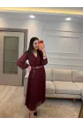 Kruvaze Zincir Kemerli Elbise
