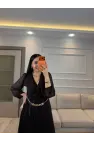 Kruvaze Zincir Kemerli Elbise