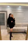 Kürk Ve Püskül Detaylı Kaşe Ceket