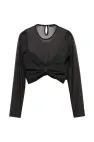 Lee Tül Fiyonk Detaylı Crop Bluz