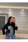 Leopar Baskılı Modal Sweatshirt