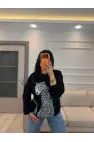 Leopar Baskılı Modal Sweatshirt