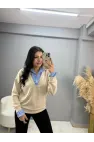 Modal Gömlek Garnili Bluz