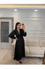 Ön Broşlu Simli Elbise