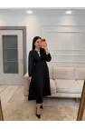 Ön Broşlu Simli Elbise