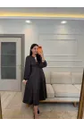 Ön Broşlu Simli Elbise