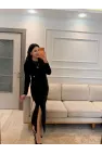 Ottoman Kumaş Yıldız Detaylı Elbise