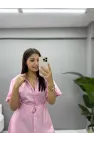 Poplin Kumaş Bel Kemerli Elbise