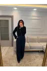 Premium Gold Düğmeli Palazzo Pantolon