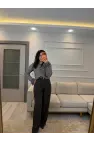 Premium Gold Düğmeli Palazzo Pantolon
