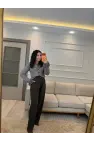 Premium Gold Düğmeli Palazzo Pantolon