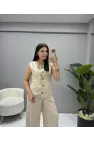 Premium Ham Keten Yelek Pantolon Takım