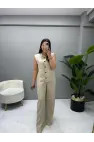 Premium Ham Keten Yelek Pantolon Takım