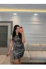 Pul Payet Sıfır Kol Elbise