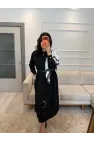 Şal Detaylı Kemerli Elbise