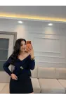 Şal Yaka Kruvaze Aksesuar Bluz