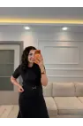 Selanik Kumaş Kemerli Elbise