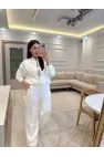 Serpme Taşlı Fermuarlı Sweatshirt Takım