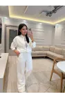 Serpme Taşlı Fermuarlı Sweatshirt Takım