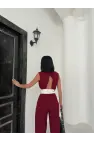 Sırt Dekolte Yelek Pantolon Takım