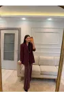 Su Yolu Taşlı Blazer Ceket Pantolon Takım