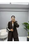 Tasarım Şeritli Ceket Pantolon Takım
