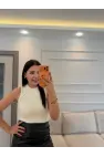 Taşlı Sakallı Triko Bluz