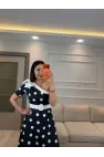 Tek Omuz Puantiyeli Kemerli Elbise
