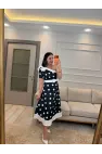 Tek Omuz Puantiyeli Kemerli Elbise