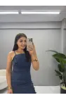 Üç Boyutlu Çiçek Detaylı Tensel Elbise