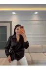 Yandan Bağlamalı Saten Bluz