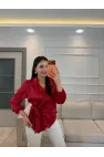 Yandan Bağlamalı Saten Bluz
