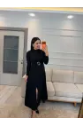 Yırtmaç Gold Toka Detaylı Elbise