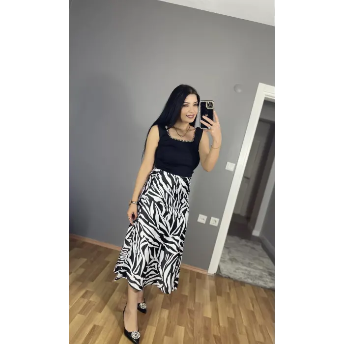 Fawn Zebra Desen Saten Etek