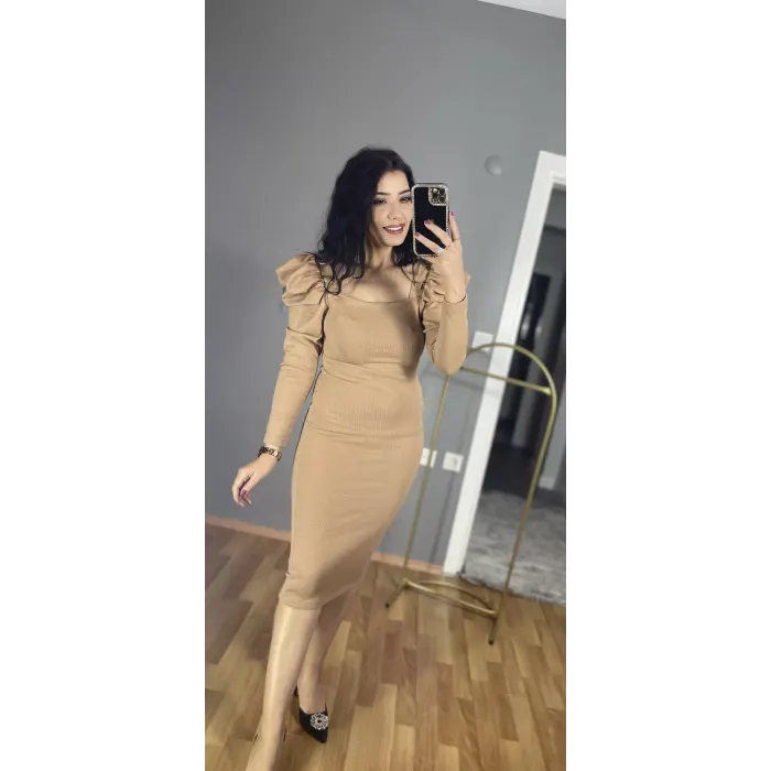 Mitchel Omuz Düğmeli Elbise