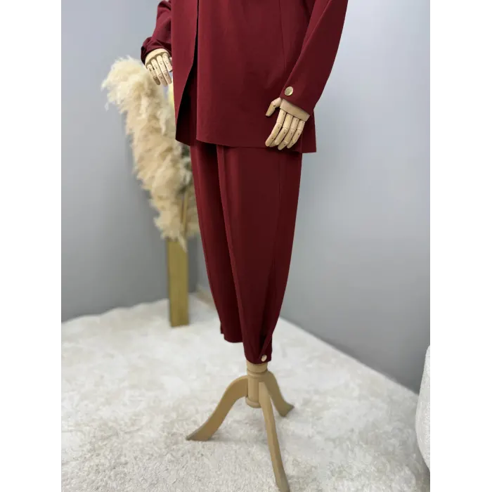 V Pelerin Modal Kumaş İkili Takım