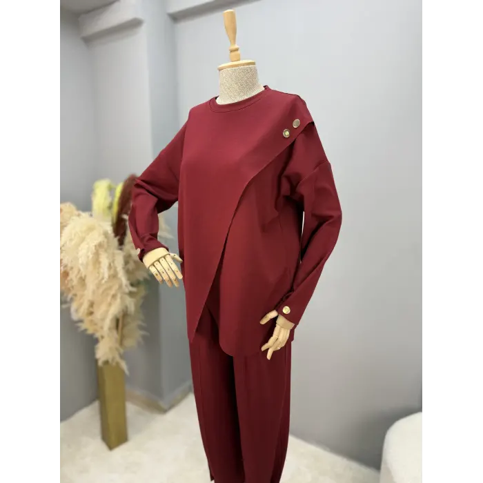 V Pelerin Modal Kumaş İkili Takım