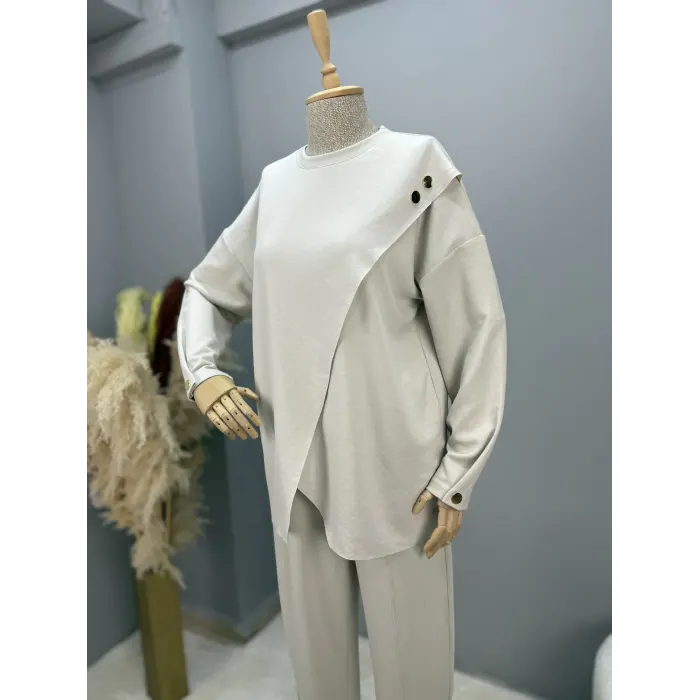 V Pelerin Modal Kumaş İkili Takım