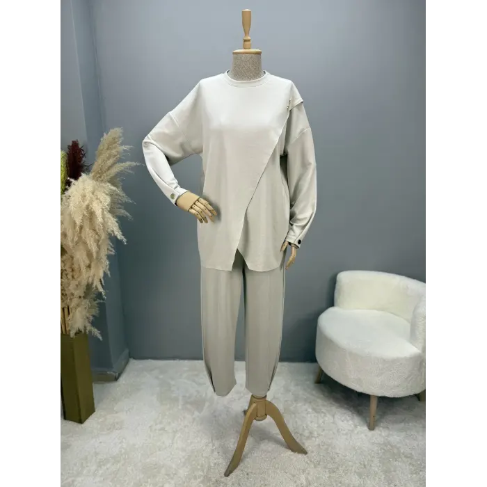 V Pelerin Modal Kumaş İkili Takım