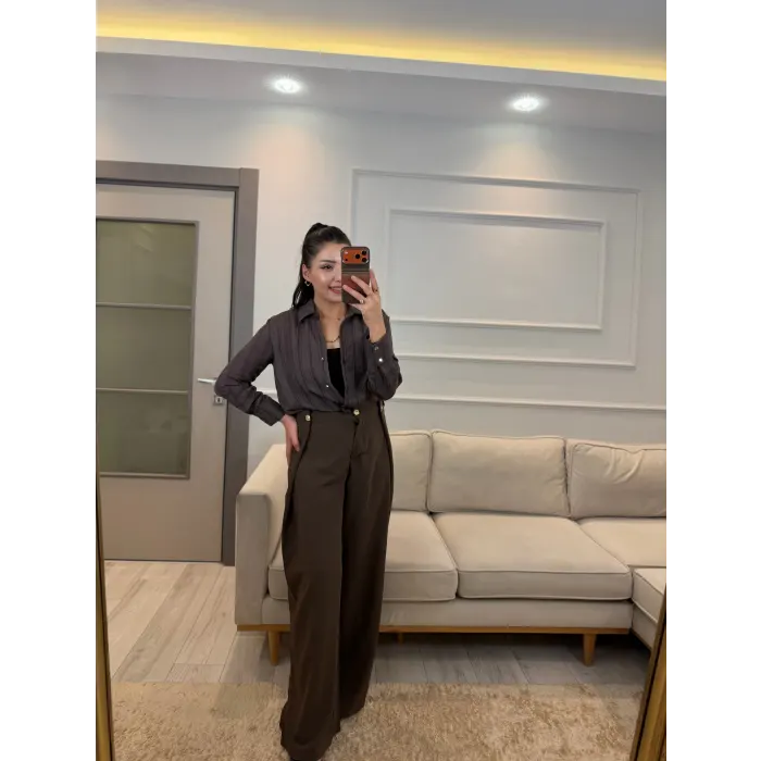 Gold Düğme Detaylı Tasarım Pantolon