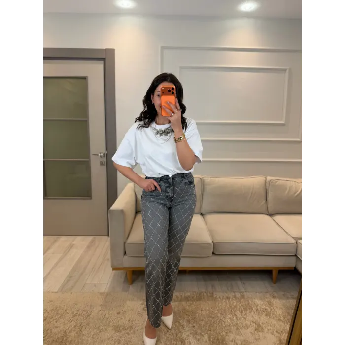 Wang Çapraz Taşlı Jean