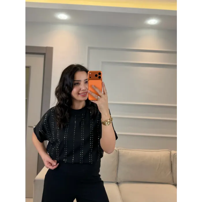 Ful Sıra Taşlı T-Shirt