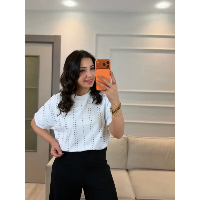 Ful Sıra Taşlı T-Shirt