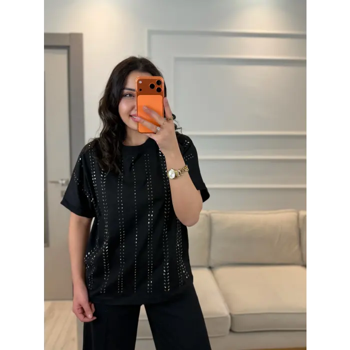 Ful Sıra Taşlı T-Shirt