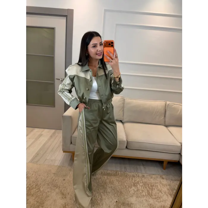 Tasarım Saten Mix Ceket Pantolon Takım