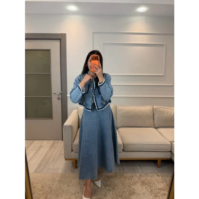 Mrka Muadil Denim Ceket Etek Takım