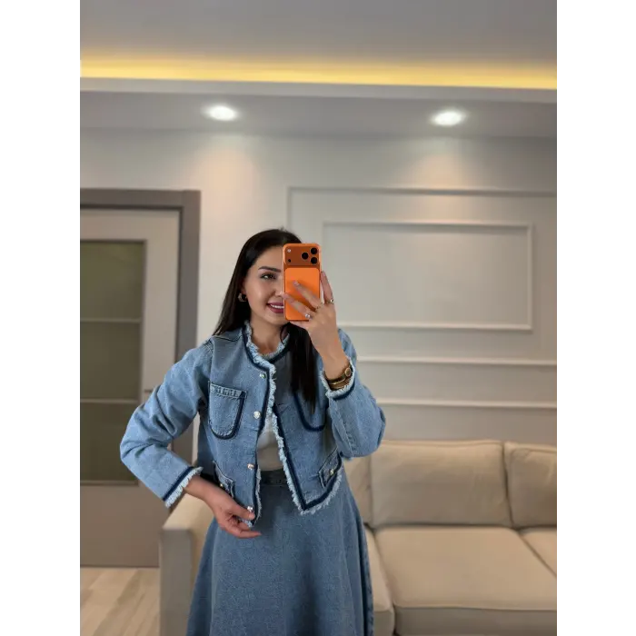 Mrka Muadil Denim Ceket Etek Takım
