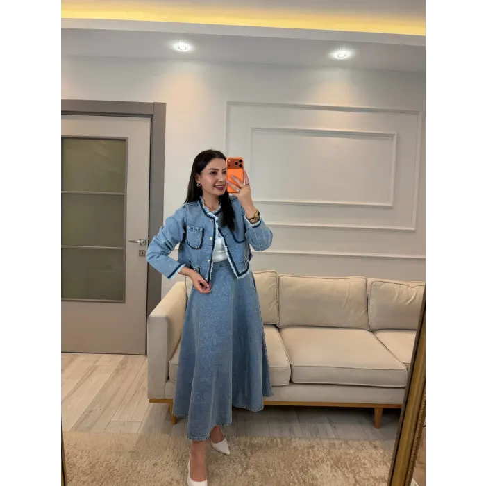 Mrka Muadil Denim Ceket Etek Takım